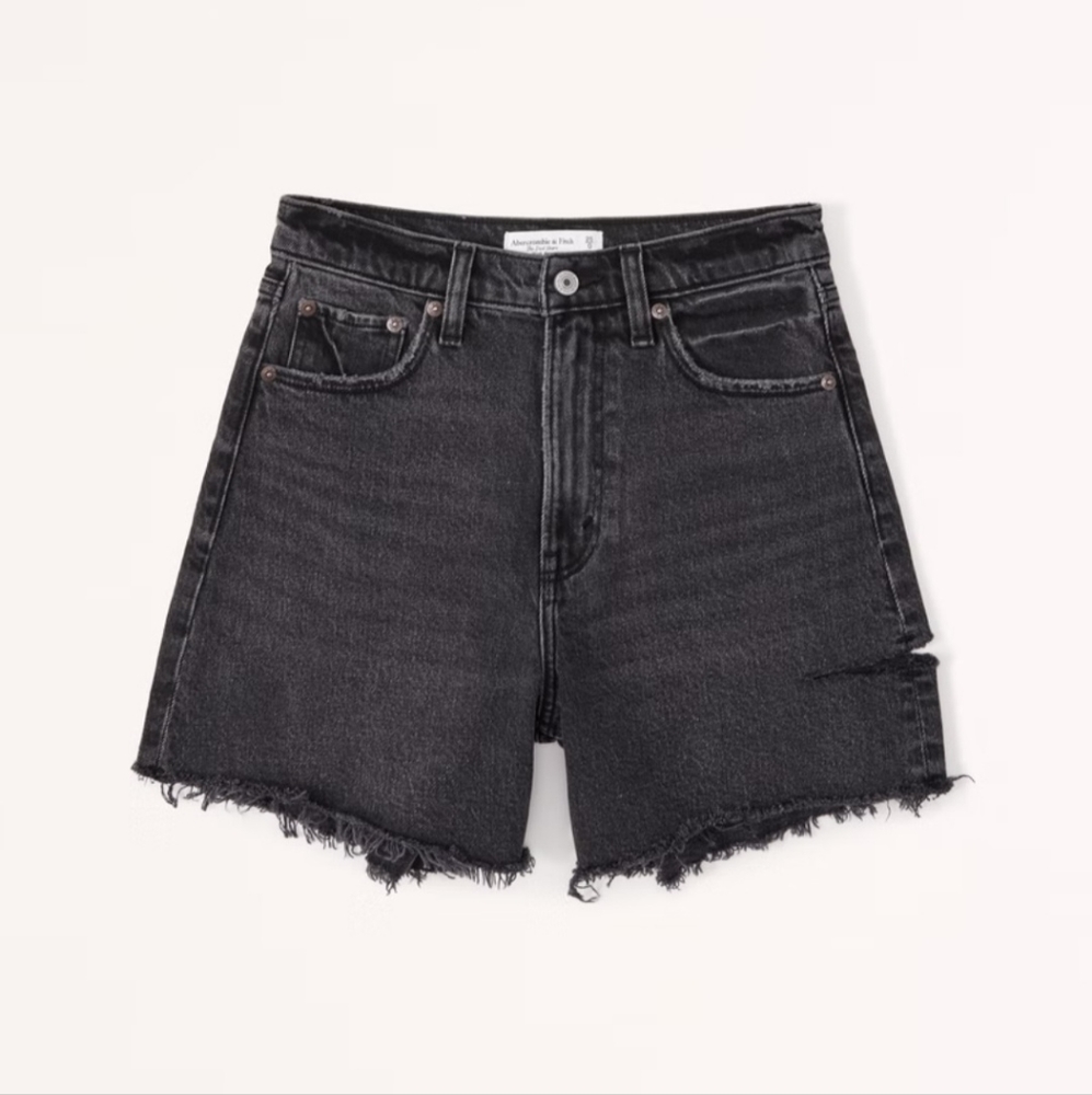 Abercrombie & Fitch High Rise Dad Short Dark Gray/Black size 25/0